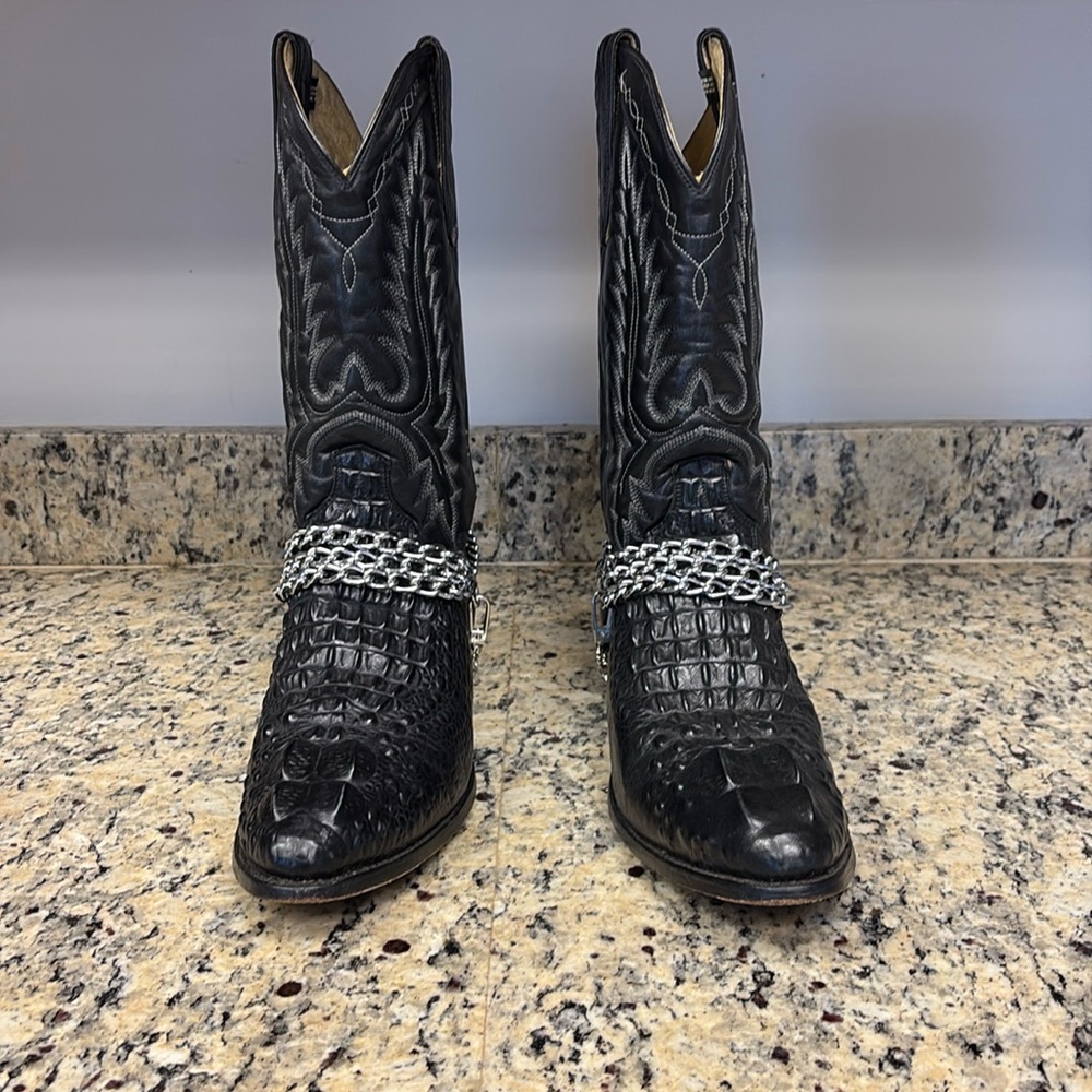 Hot Handcrafted Black Men’s Boots size 12